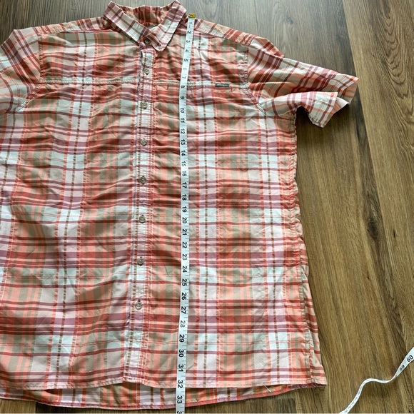Eddie Bauer Mens Shirt XL Tall Orange Plaid Short Sleeve Performance Pocket Hike - Picture 7 of 11